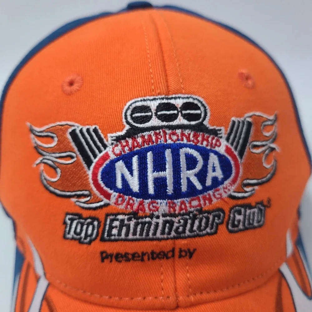 NHRA Hat Adjustable Orange Blue Top Eliminator Club 2017 Drag Racing Flames Men